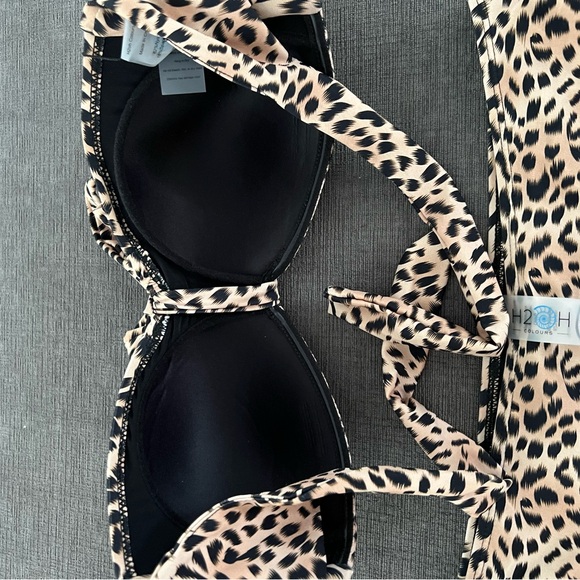 NEW H2OH Ultimate Underwire Leopard Bandeau Bikini Top & Bottom - Picture 9 of 10